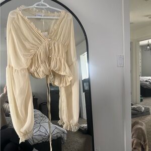 Chic Cream Ruffled Blouse